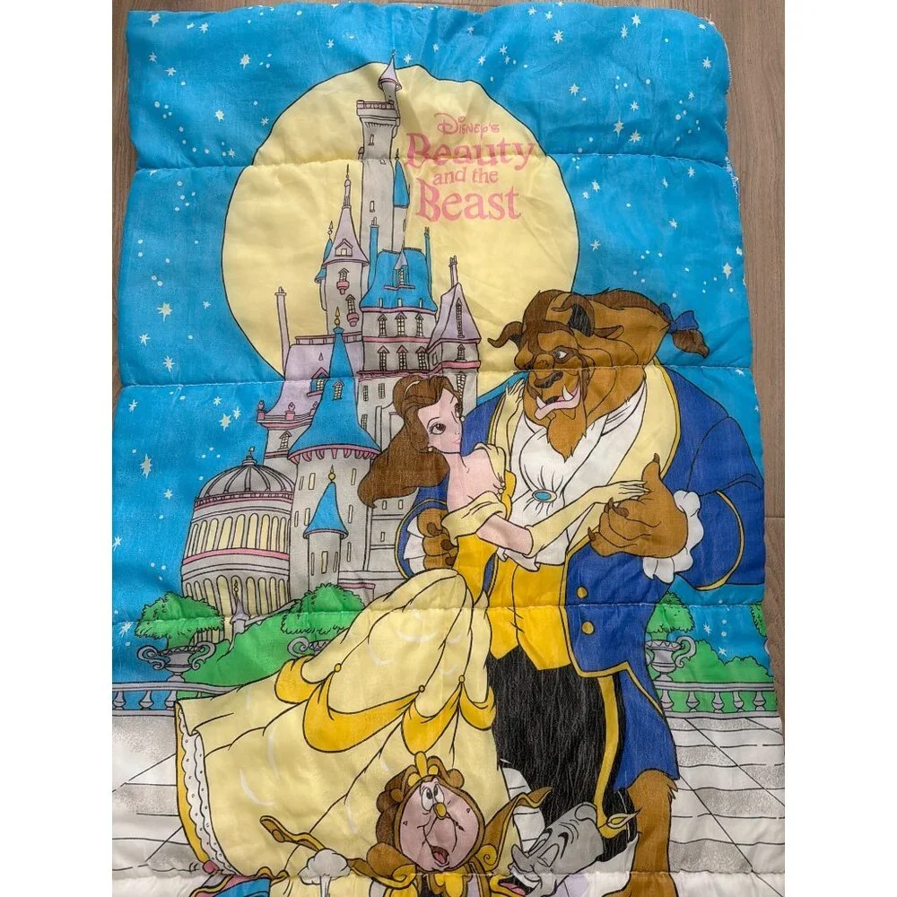 Disney Beauty & The Beast Sleeping Bag Kids Bedding Blue & Yellow 100% Polyester